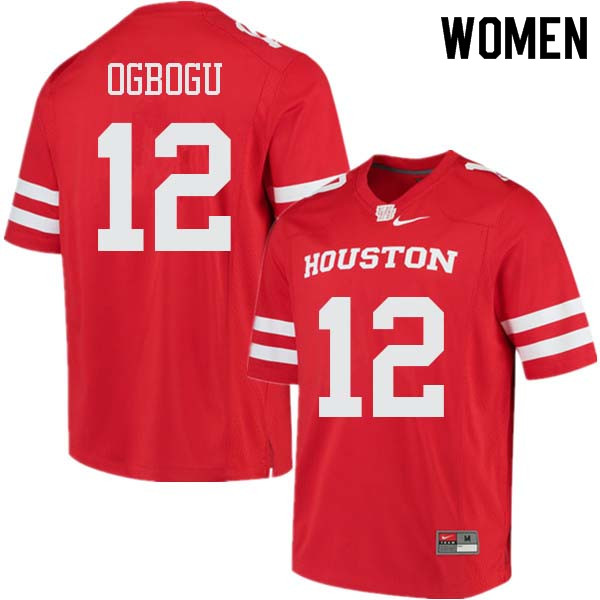 Women #12 Ike Ogbogu Houston Cougars College Football Jerseys Sale-Red - Click Image to Close